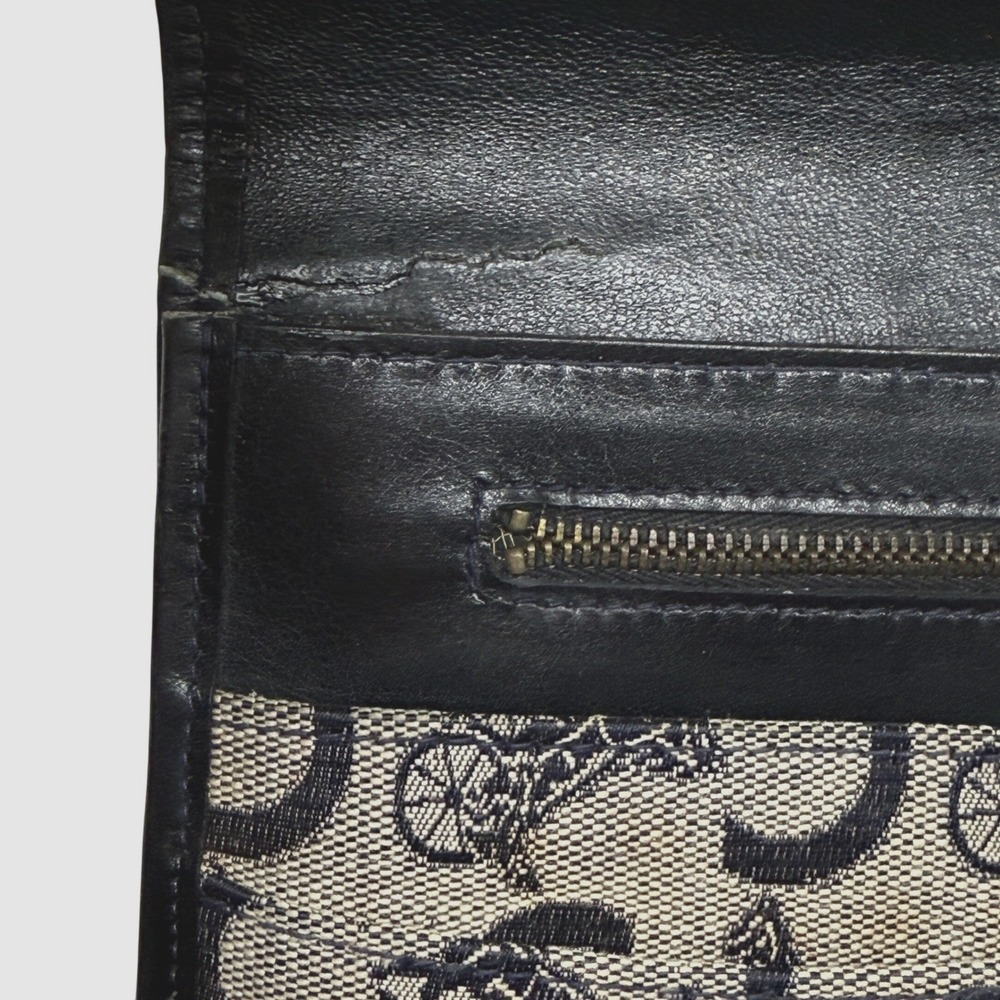 Celine Vintage Canvas Leather Trimmed Clutch Bag Monogram blue cream tan - Picture 6 of 11